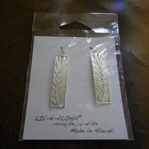 Women's Silver-Plated Plam Reed Framed Dangling Earrings Made in Hawaii